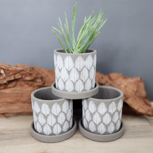 Load image into Gallery viewer, Grey Leaves small 3.5 inch ceramic planter pot
