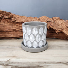 Load image into Gallery viewer, Grey Leaves small 3.5 inch ceramic planter pot
