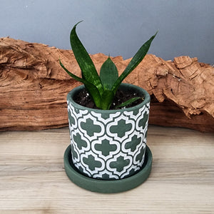 Olive Cross small 3.5 inch ceramic planter pot