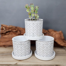 Load image into Gallery viewer, White Fleur de Lis small 3.5 inch ceramic planter pot
